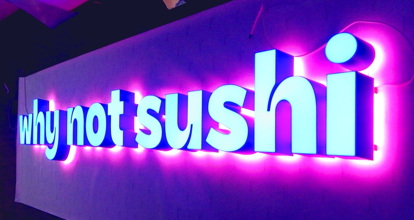 Вывеска суши для «why not sushi», фото